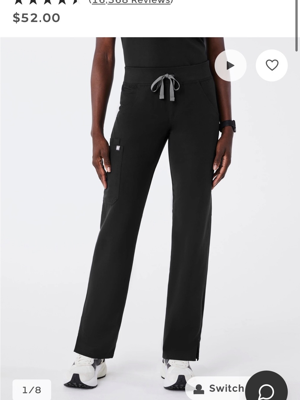 FIGS Black Cargo Scrub Pants